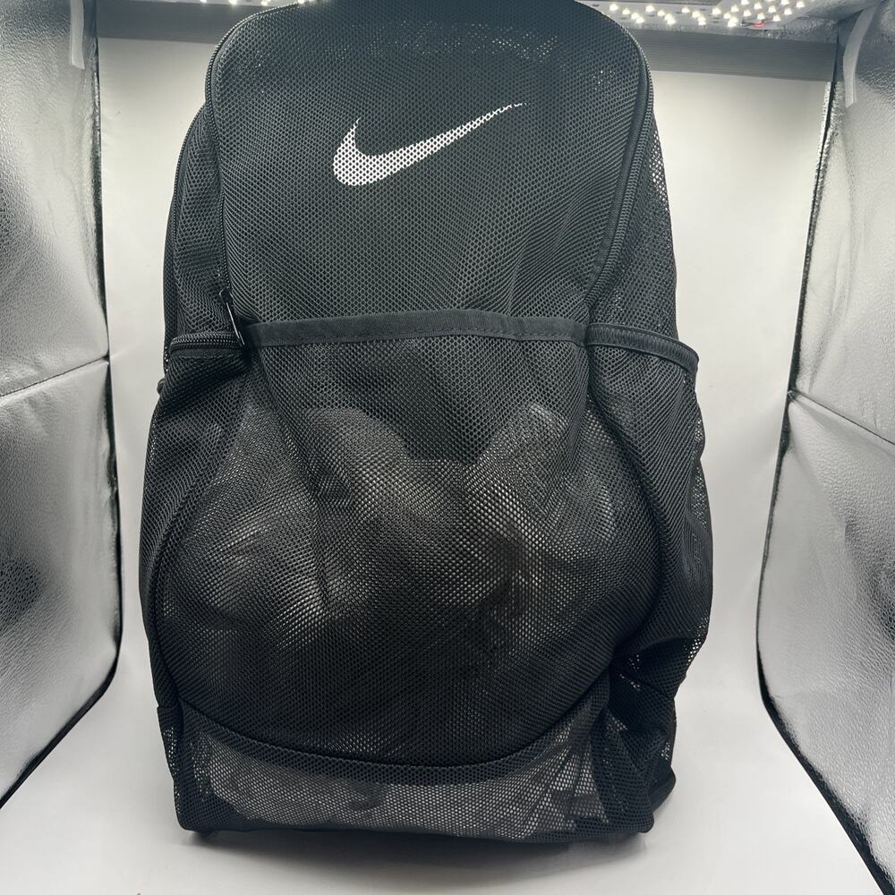Nike Large Mesh Backpack Black Gym Training Travel Lightweight BA6050 010 NWT